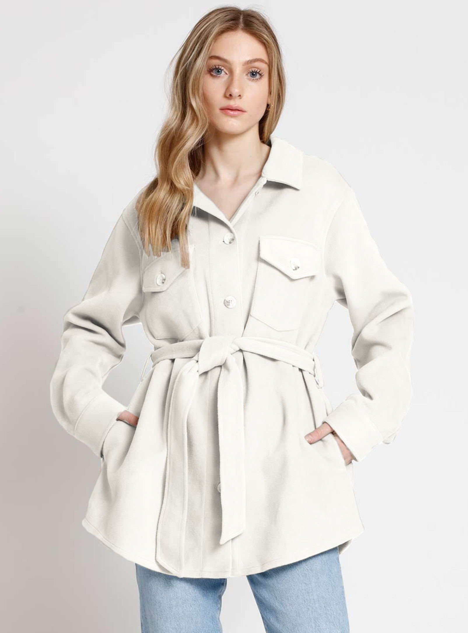 EMILY | Belted shacket || EMILY | Surchemise avec ceinture