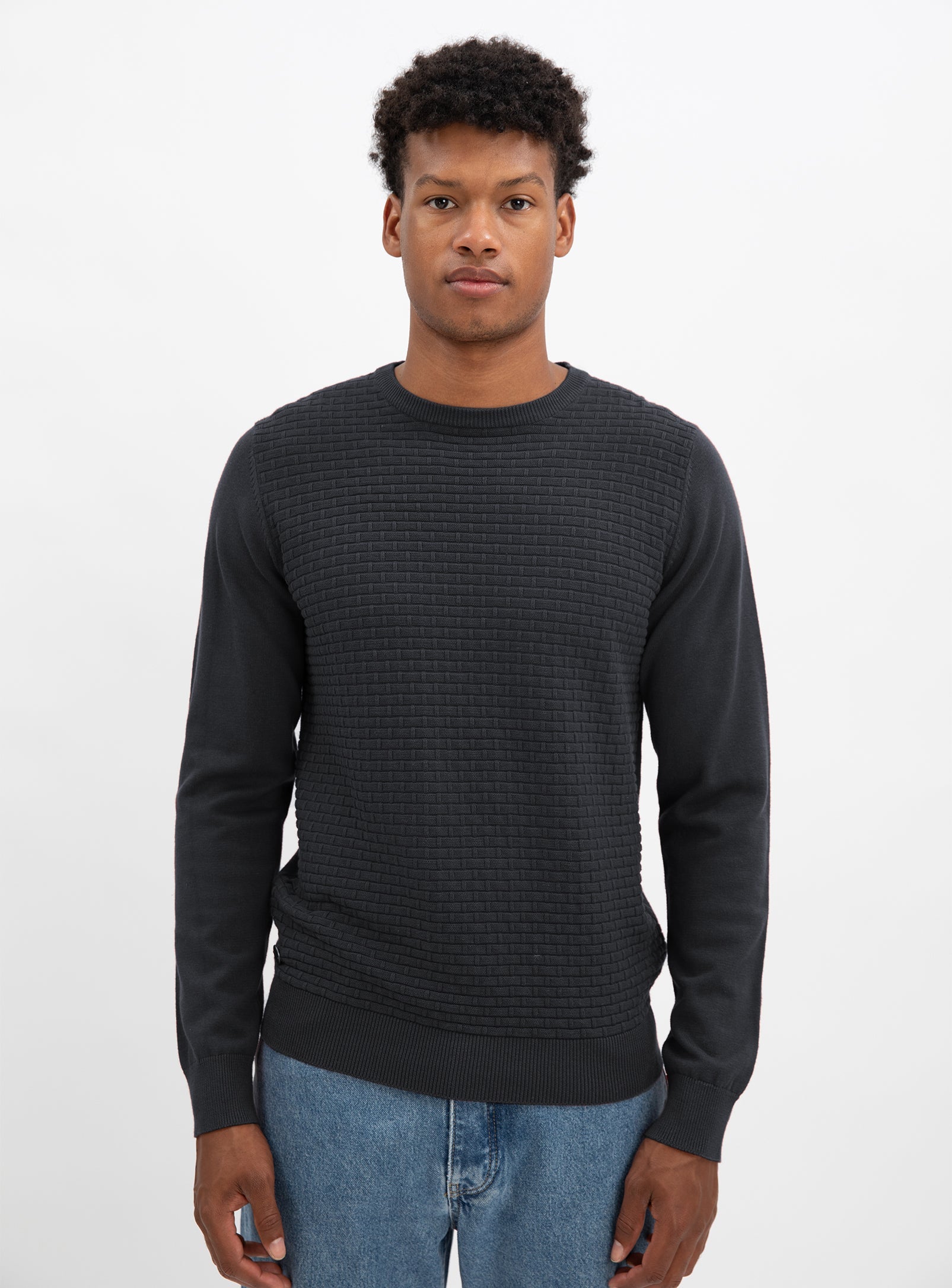 SWEN  | Cotton crewneck fine gauge sweater || SWEN |  Chandail fin en coton à col ras du cou
