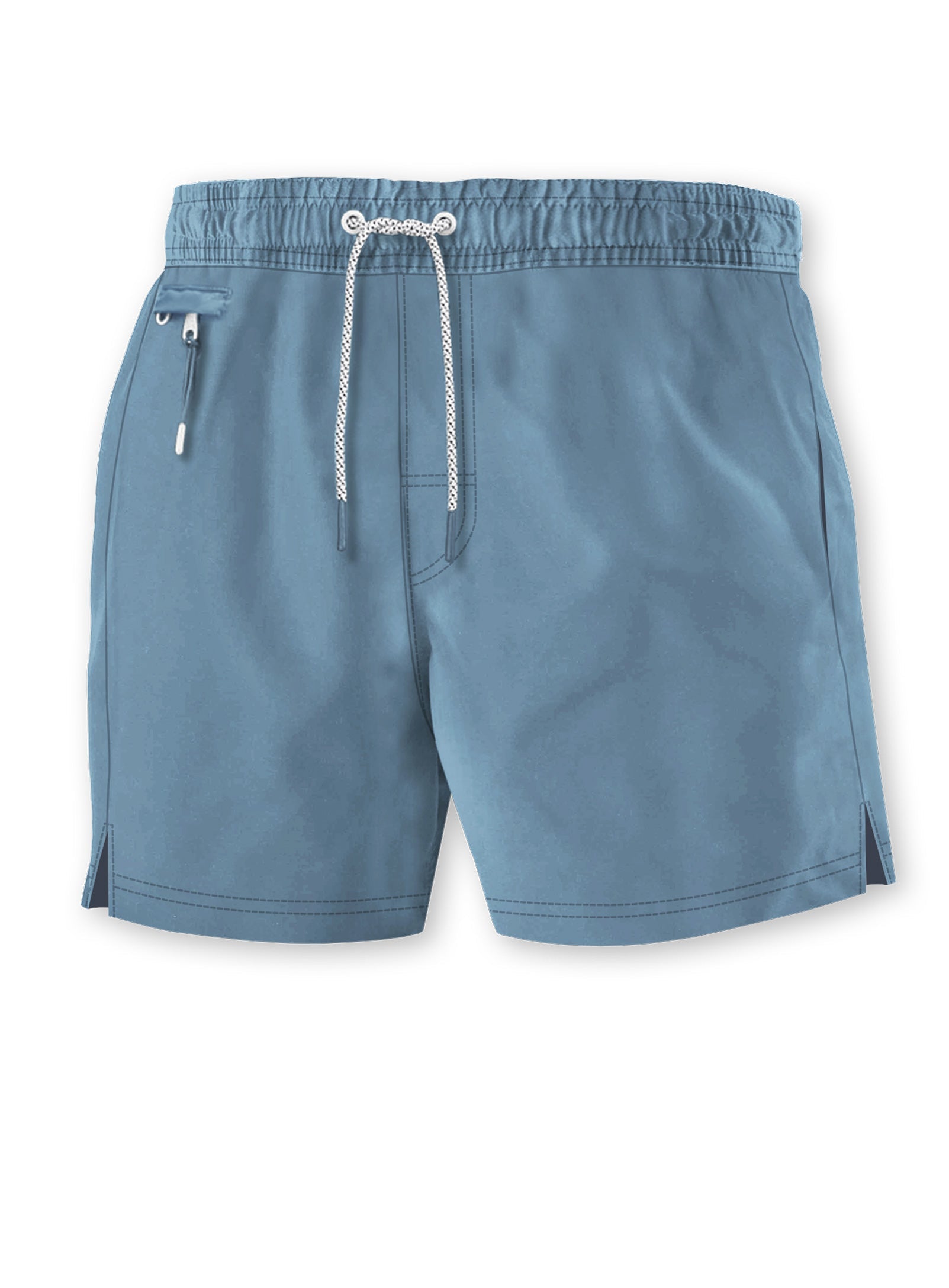 LIND | Recycled 4 way stretch microfiber swim shorts with coin pocket  || LIND | Short de bain en microfibre recyclée extensible dans les 4 sens avec poche à monnaie