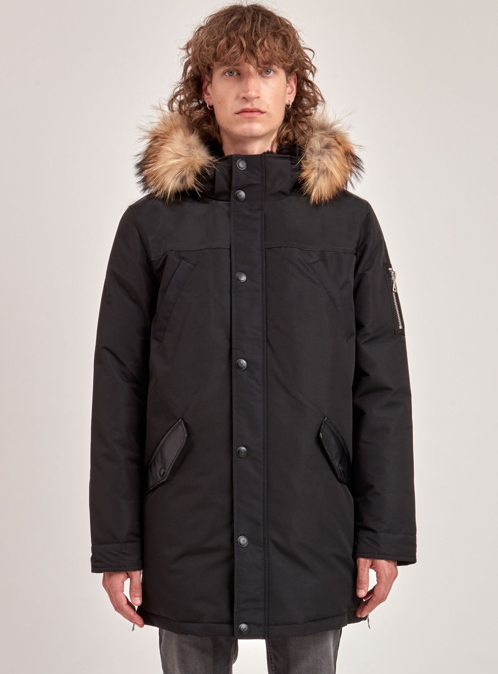 XAVIER | BLACK LABEL PREMIUM DOWN RACCOON FUR TRIM JACKET (-40°C)-BLACK||XAVIER | MANTEAU BLACK LABEL PREMIUM EN DUVET À FOURRURE DE RATON (-40°C)-NOIR