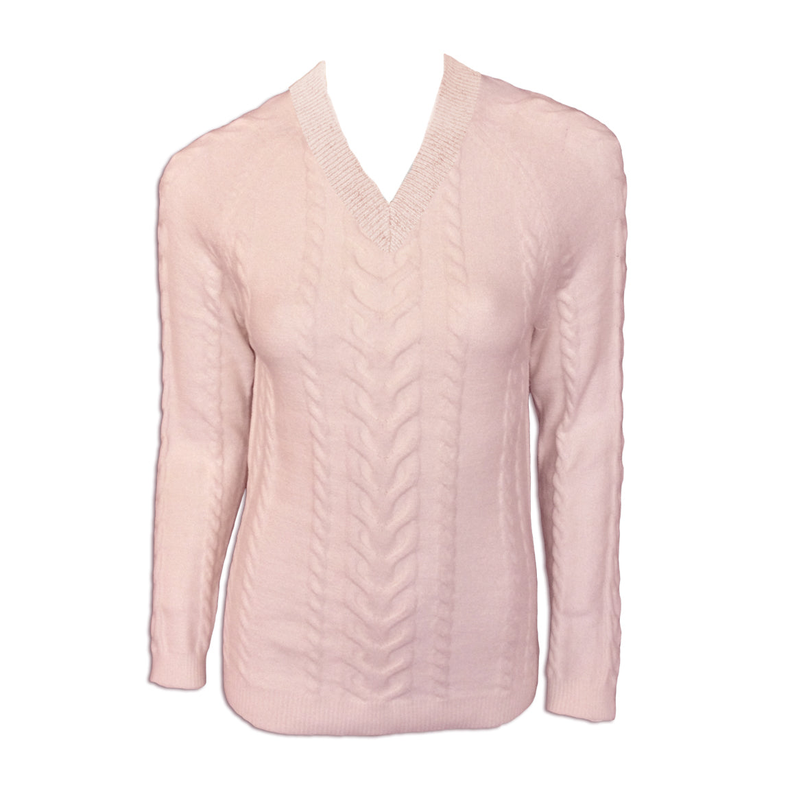 MONTIA | V-neck Cable Knit Sweater With Cable Knit Design.|| MONTIA | Pull en Maille Torsadée à Col en V Avec Motif en Maille Torsadée.