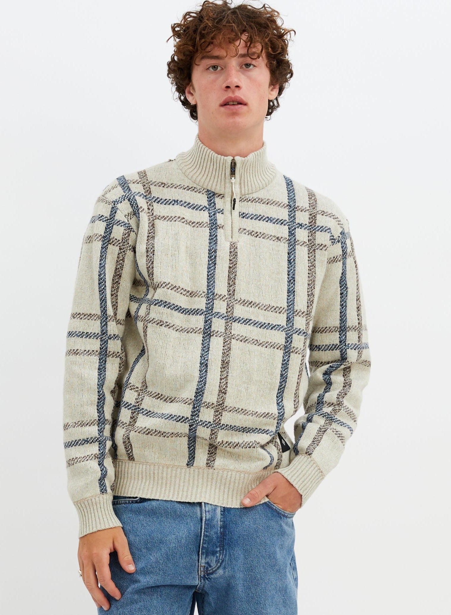 PETERSON | Mock zip jersey knit sweater || PETERSON | Pull en jersey à fausse fermeture éclair