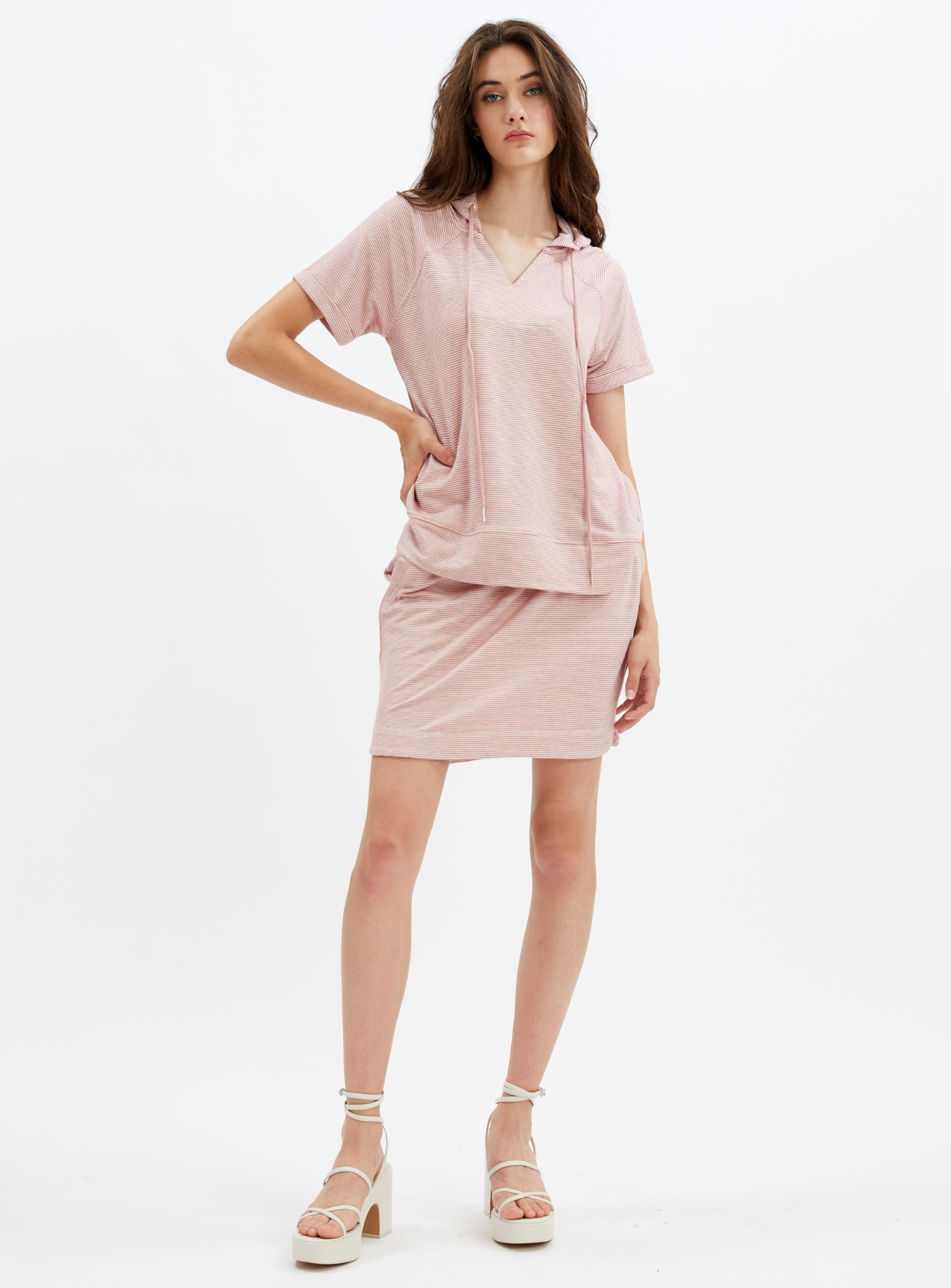 Nina | Striped baby terry skort || Nina | Jupe culotte raye en terry