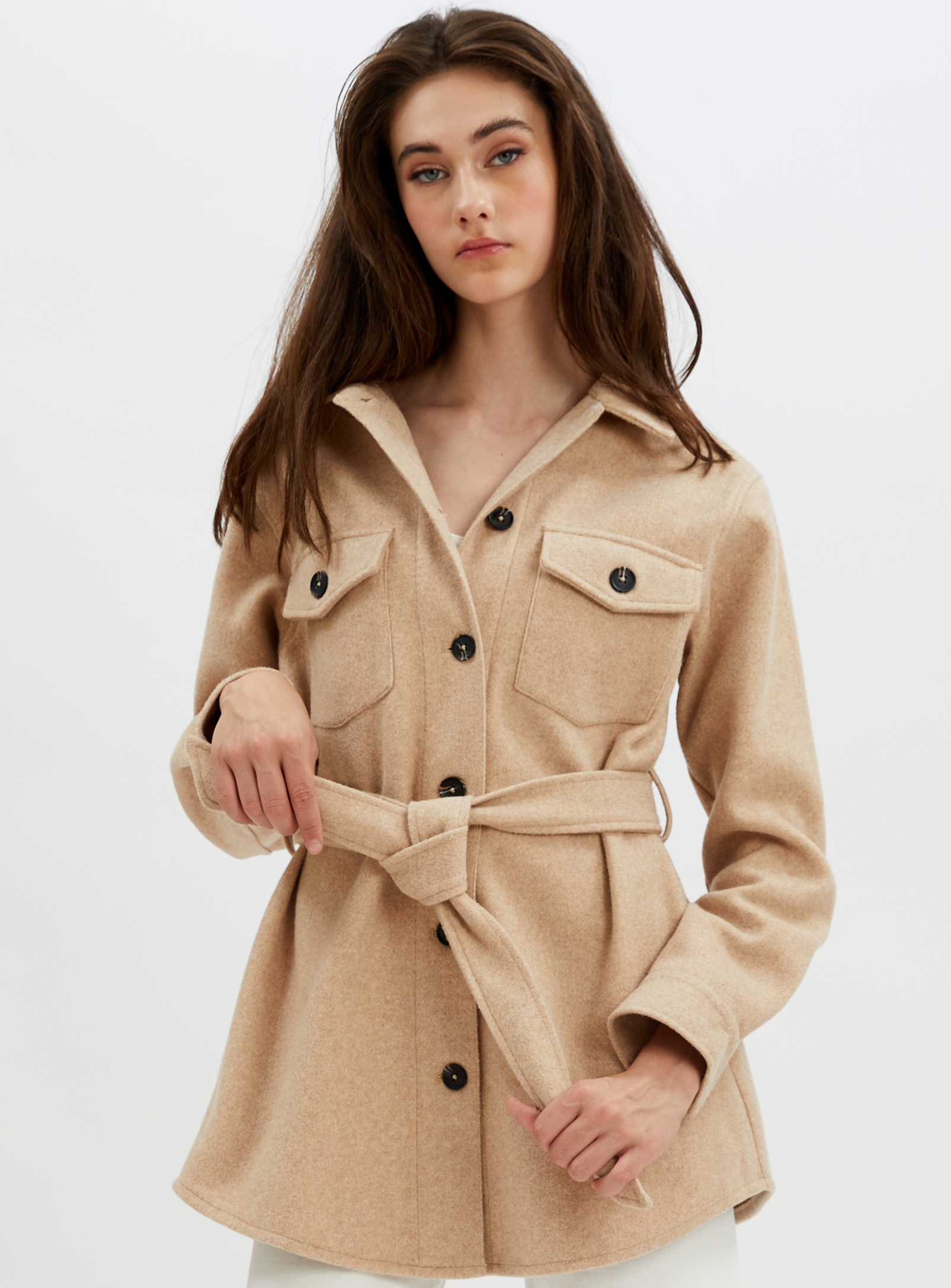 SIMCOE | Mid-lenght belted shacket  || SIMCOE | Surchemise mi-longueur avec ceinture