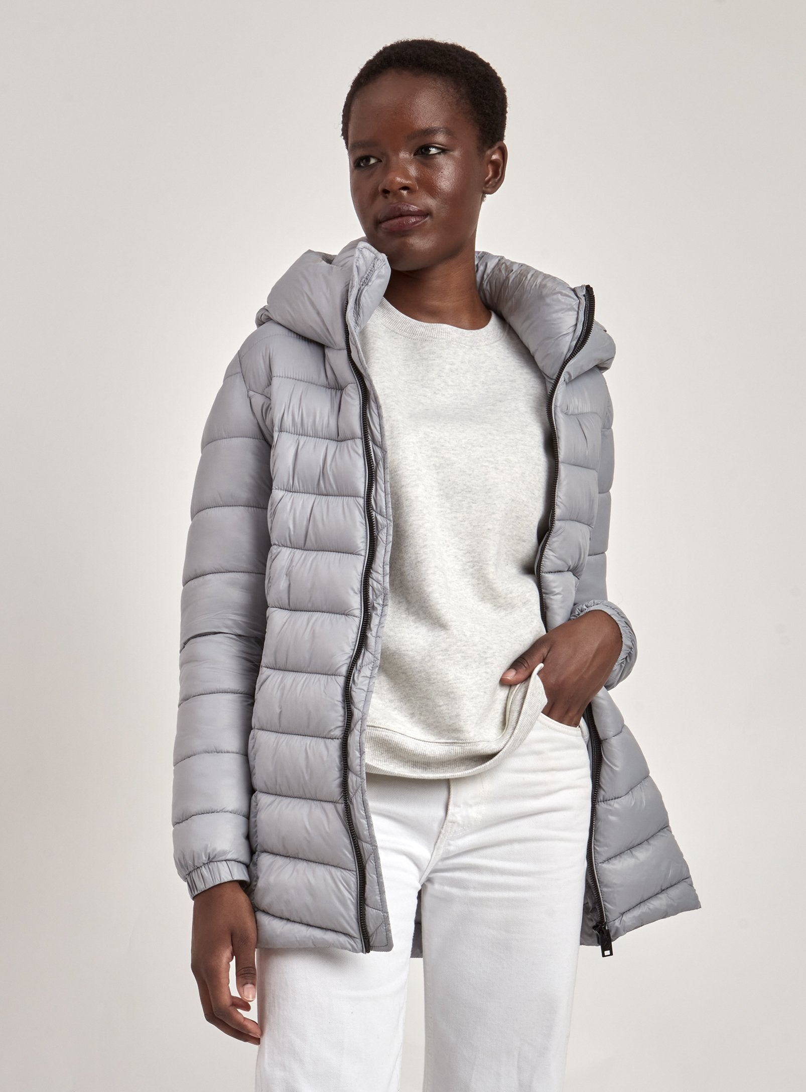 CLAUDIA | LONG MID-WEIGHT PUFFER COAT-ASH||CLAUDIA | MANTEAU PUFFER LONG POIDS MOYEN-CENDRE