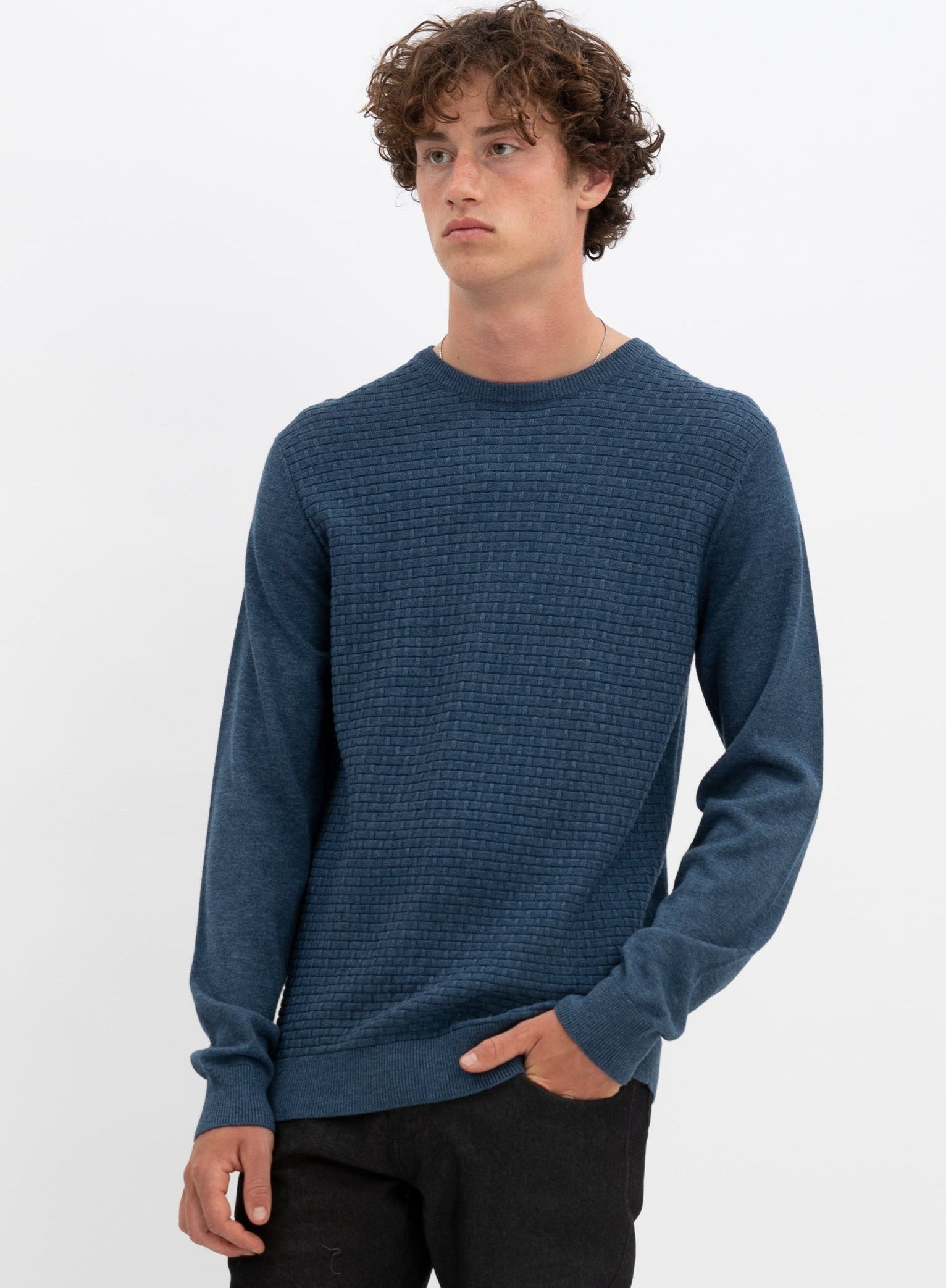 SWEN  | Cotton crewneck fine gauge sweater || SWEN |  Chandail fin en coton à col ras du cou