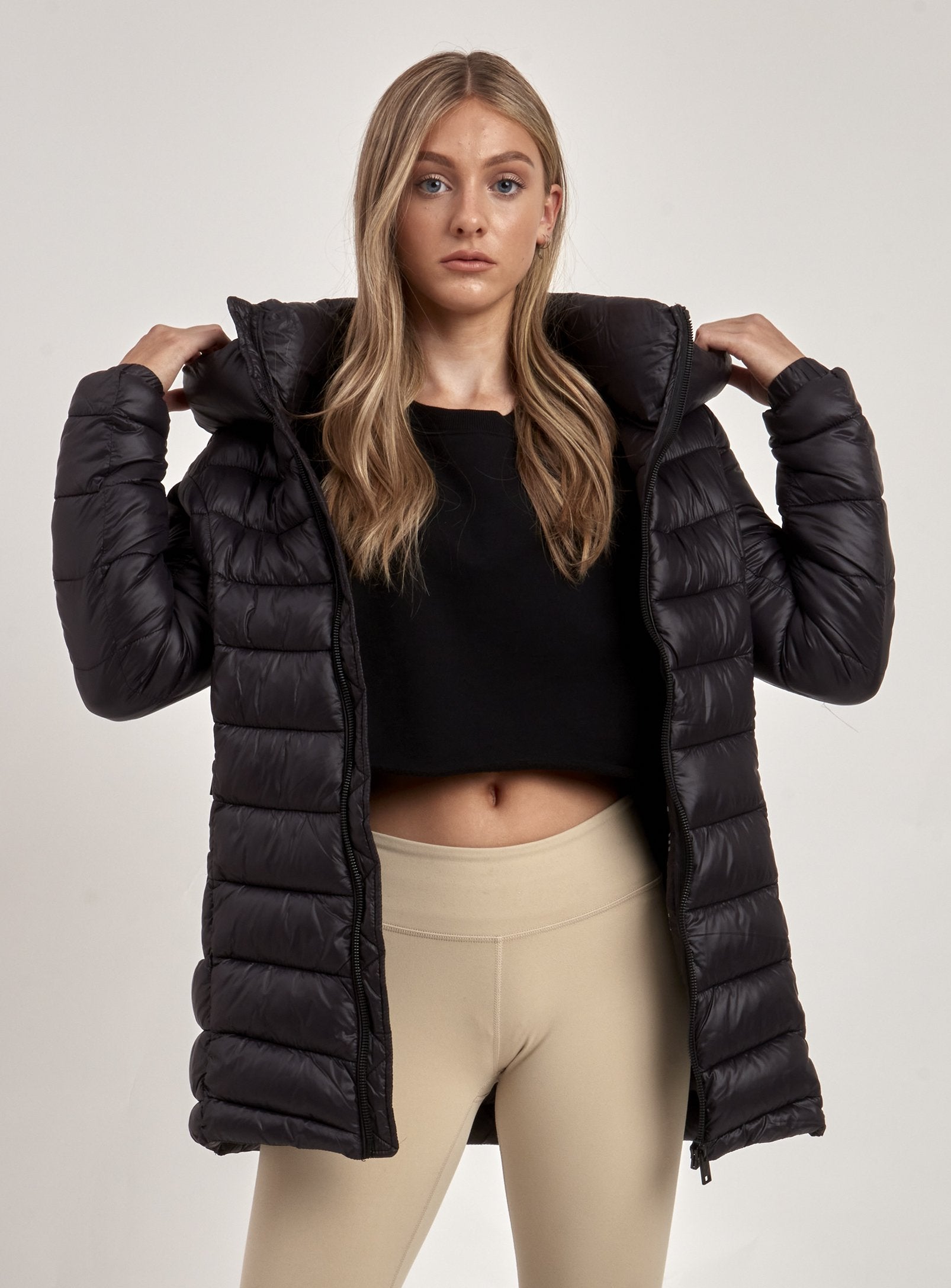 CLAUDIA | LONG MID-WEIGHT PUFFER COAT-BLACK||CLAUDIA | MANTEAU PUFFER LONG POIDS MOYEN-NOIR