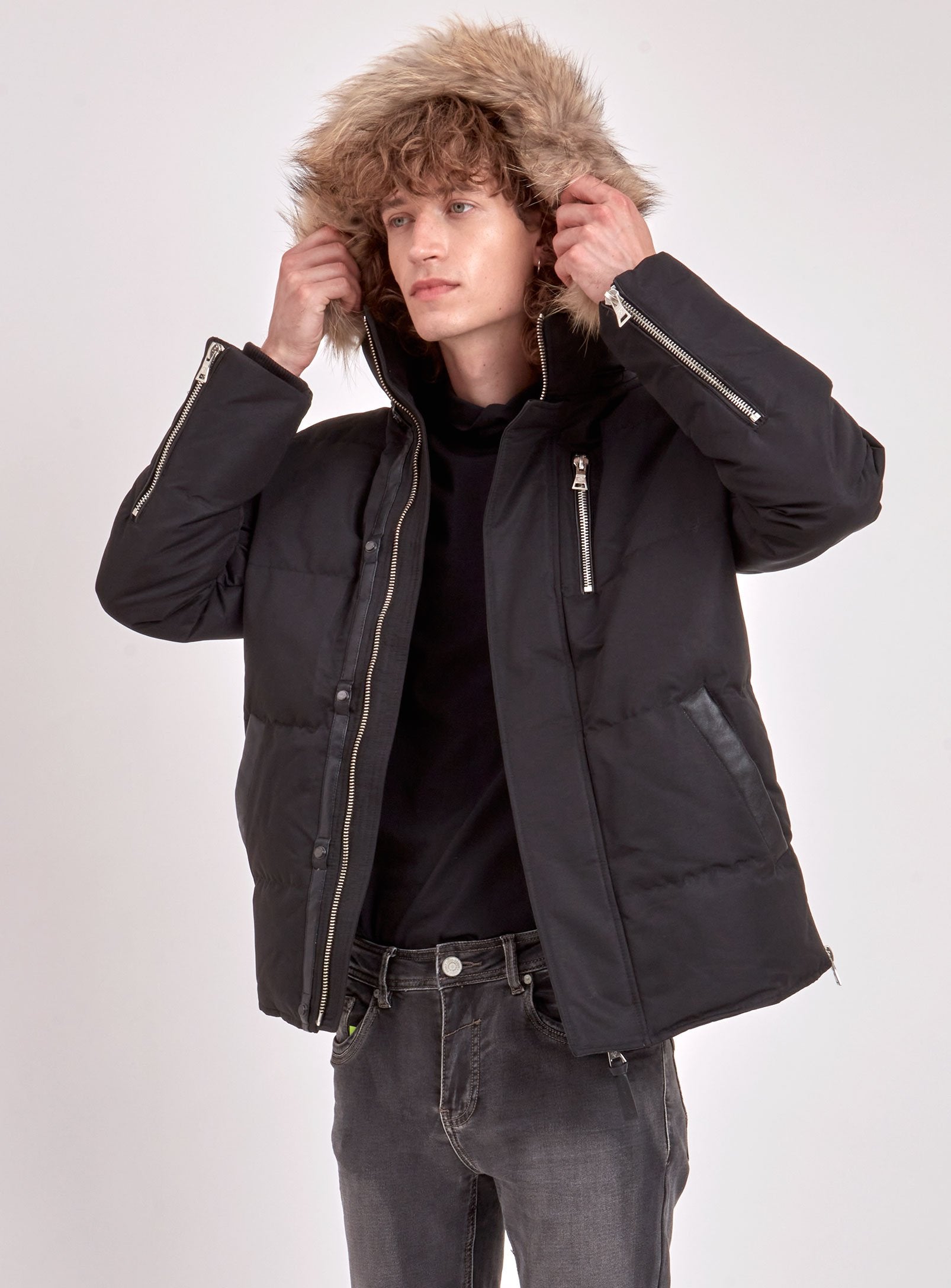 CASEY | BLACK LABEL PREMIUM DOWN RACCOON FUR TRIM JACKET (-40°C)-BLACK