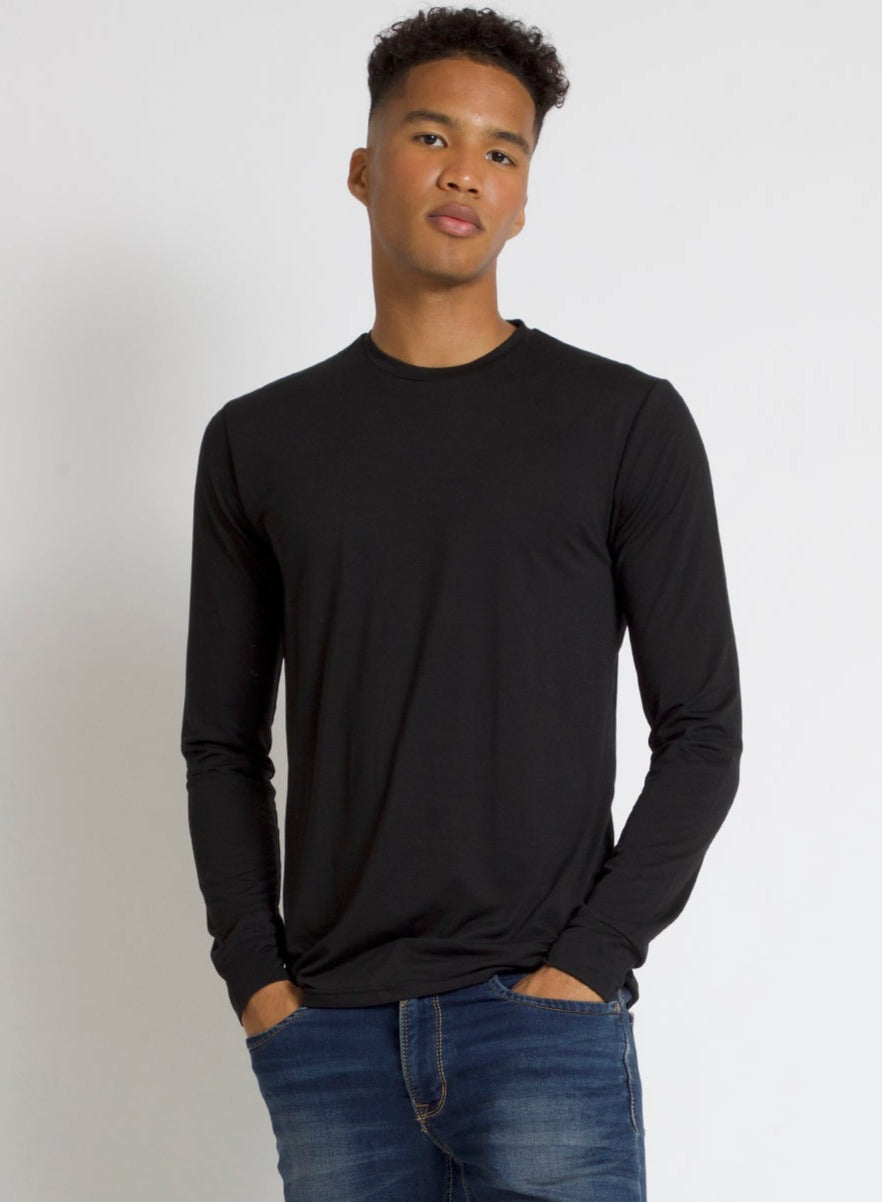 KEL | Long sleeve basic cotton crewneck T-shirt || KEL | T-shirt basique à manches longues et col rond en coton