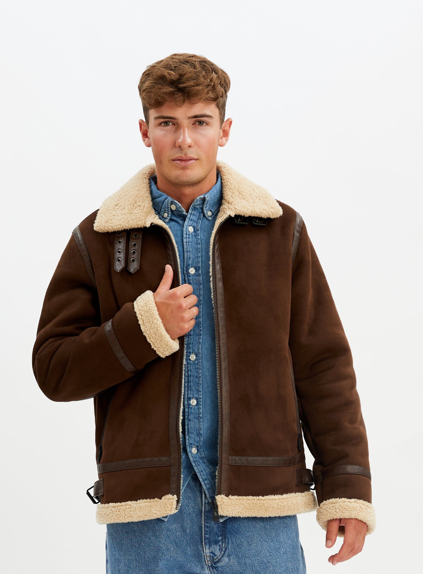 BRADLEY | Aviator vegan shearling jacket ||  BRADLEY | Blouson aviateur en faux sherling