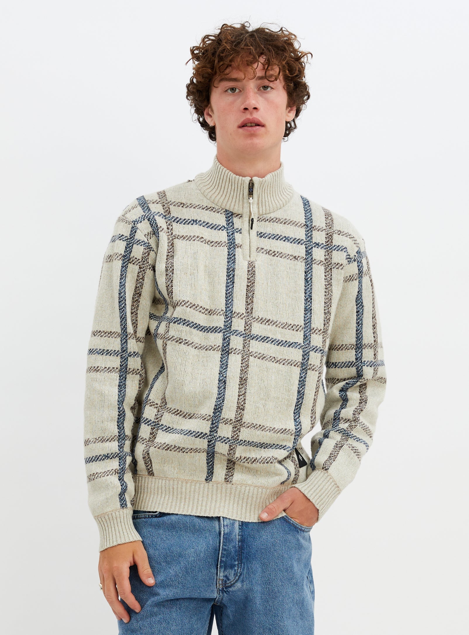 PETERSON | Mock zip jersey knit sweater || PETERSON | Pull en jersey à fausse fermeture éclair