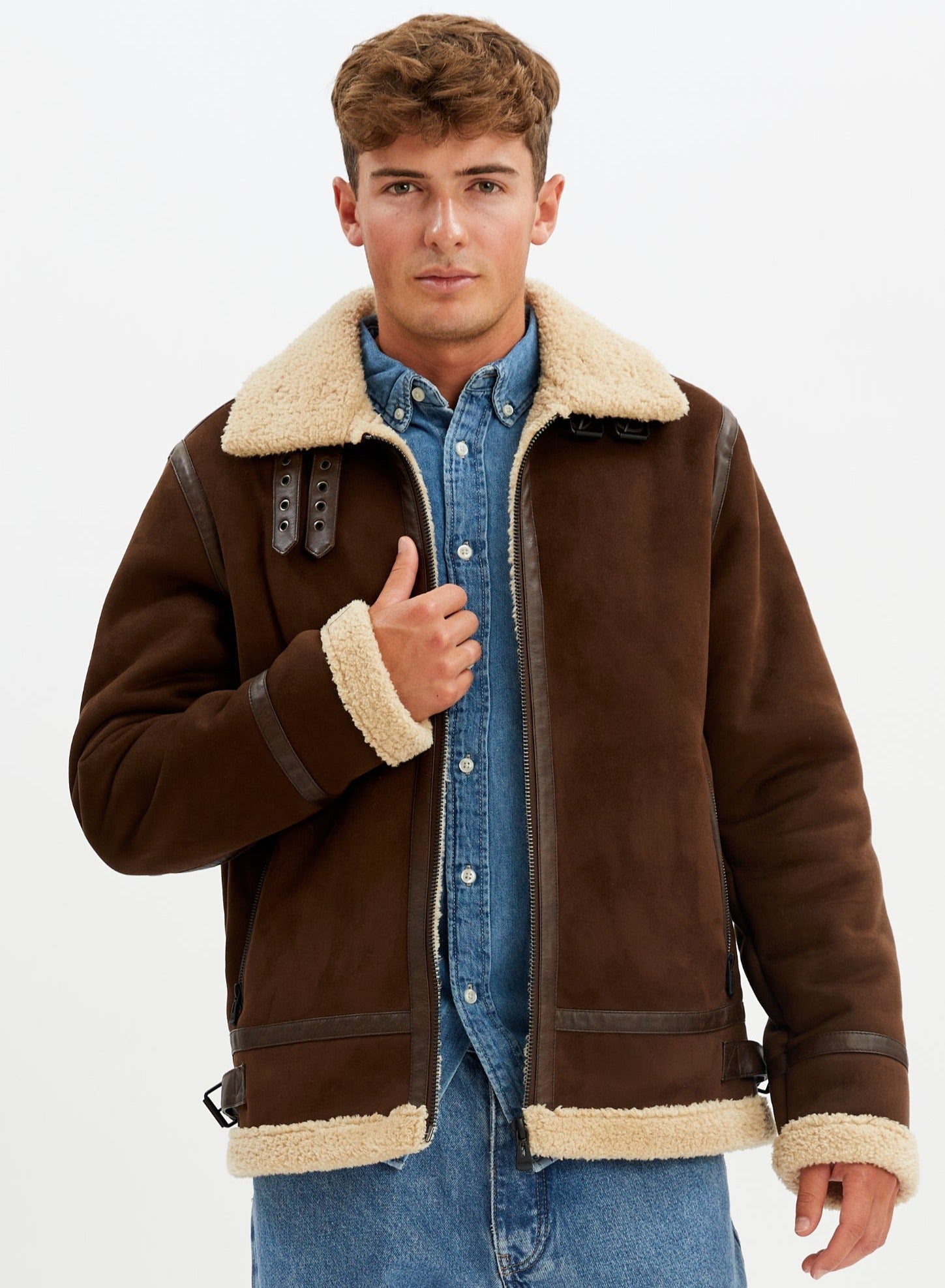 BRADLEY | Aviator vegan shearling jacket ||  BRADLEY | Blouson aviateur en faux sherling