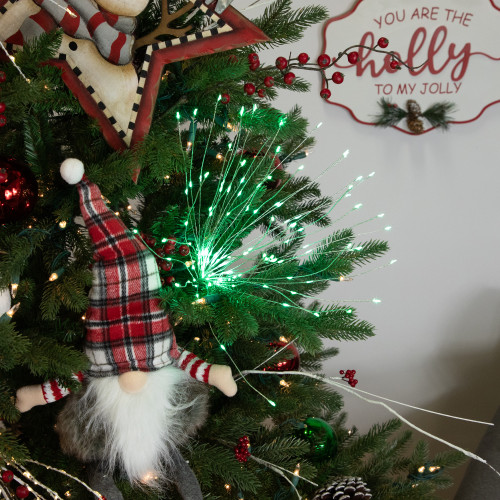 20" LED Lighted Firework Silver Branch Christmas Decoration - Green Lights