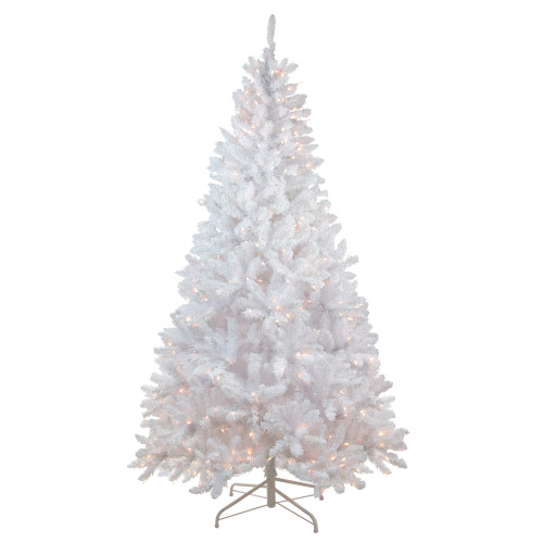 6' Pre-Lit Medium Flocked White Pine Artificial Christmas Tree - Clear Lights