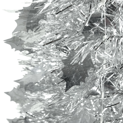 4' Silver Tinsel Pop-Up Artificial Christmas Tree, Unlit