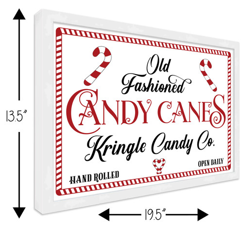 Old Fashioned Candy Canes Kringle Candy Co 13.5" x 19.5" Framed Christmas Wall Decor  Sign Poster in a Natural Wooden Frame with UV Acrylic