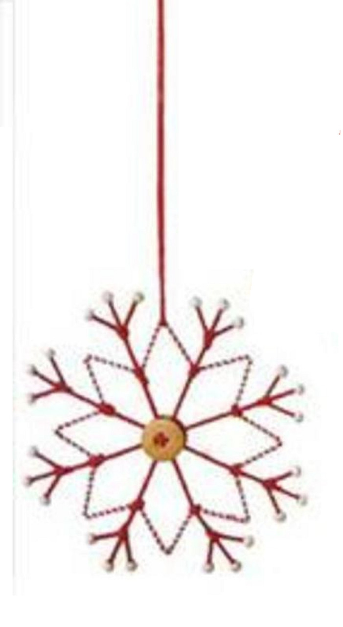 6.5" Alpine Chic Tan, White and Red Country Rustic Style Snowflake Christmas Ornament