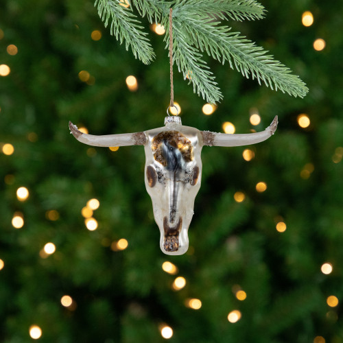 5.5" Longhorn Glass Christmas Ornament