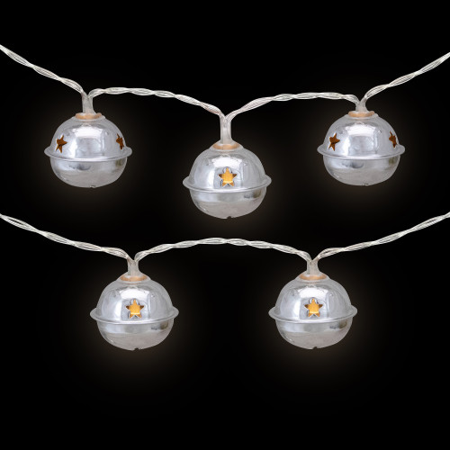 10-Count LED Silver Christmas Bells Fairy Lights, 5.5ft, Copper Wire