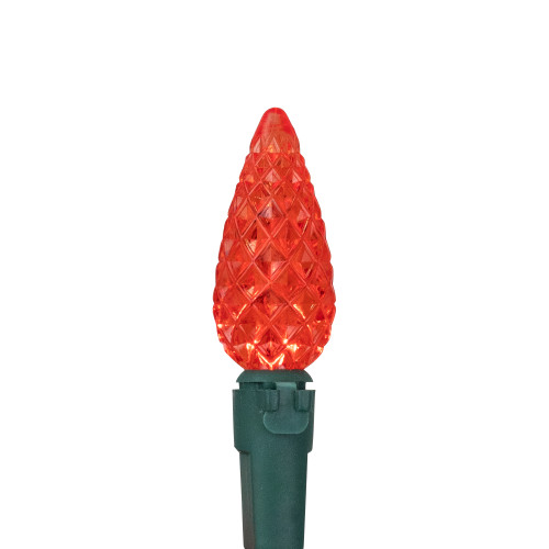 70-Count Red LED Faceted C6 Christmas Light Set, 23ft Green Wire