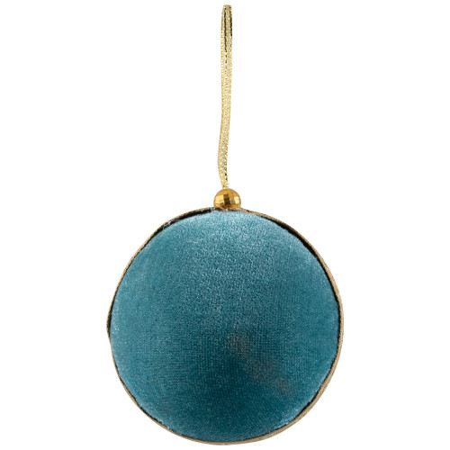 Velour Christmas Ball Ornament - 3.25" - Teal Green