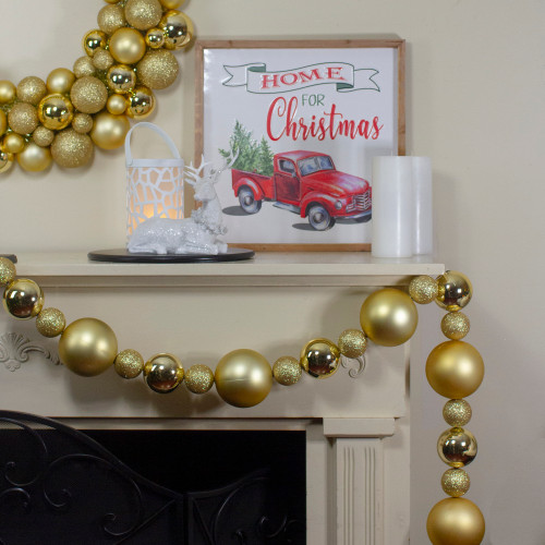 6�� Vegas Gold 3-Finish Shatterproof Ball Christmas Garland
