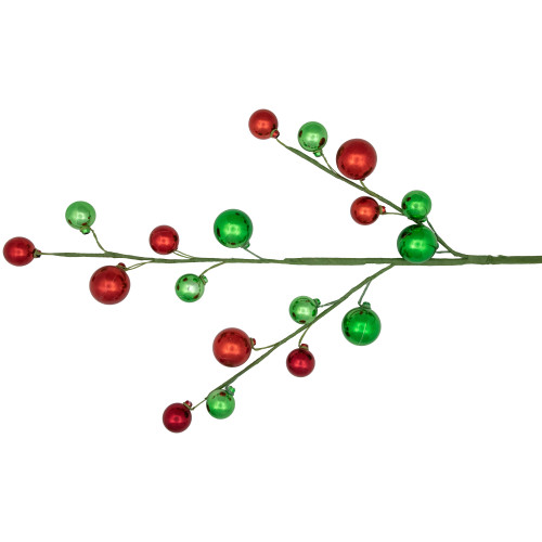 30" Green and Red Ball Ornament Christmas Spray