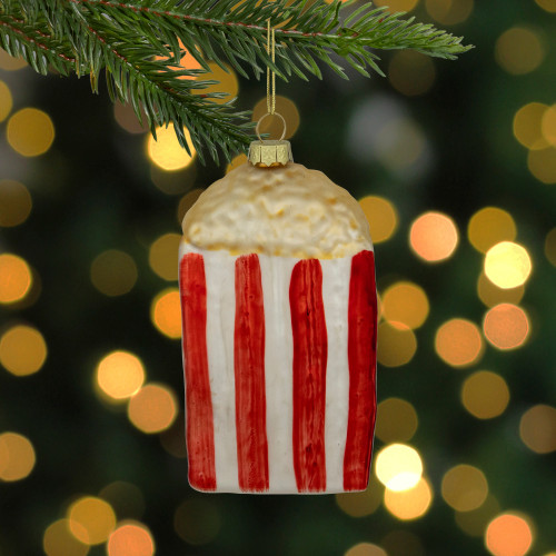 4.5" Red and White Popcorn Glass Christmas Ornament