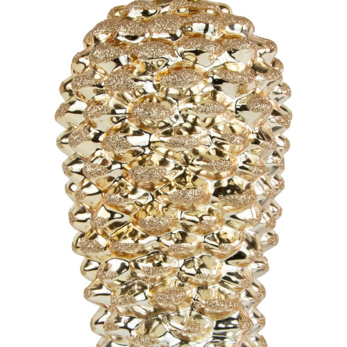 7.25" Gold Pinecone Glass Christmas Ornament