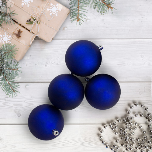 32ct Matte Royal Blue Shatterproof Matte Christmas Ball Ornaments 3.25" (80mm)