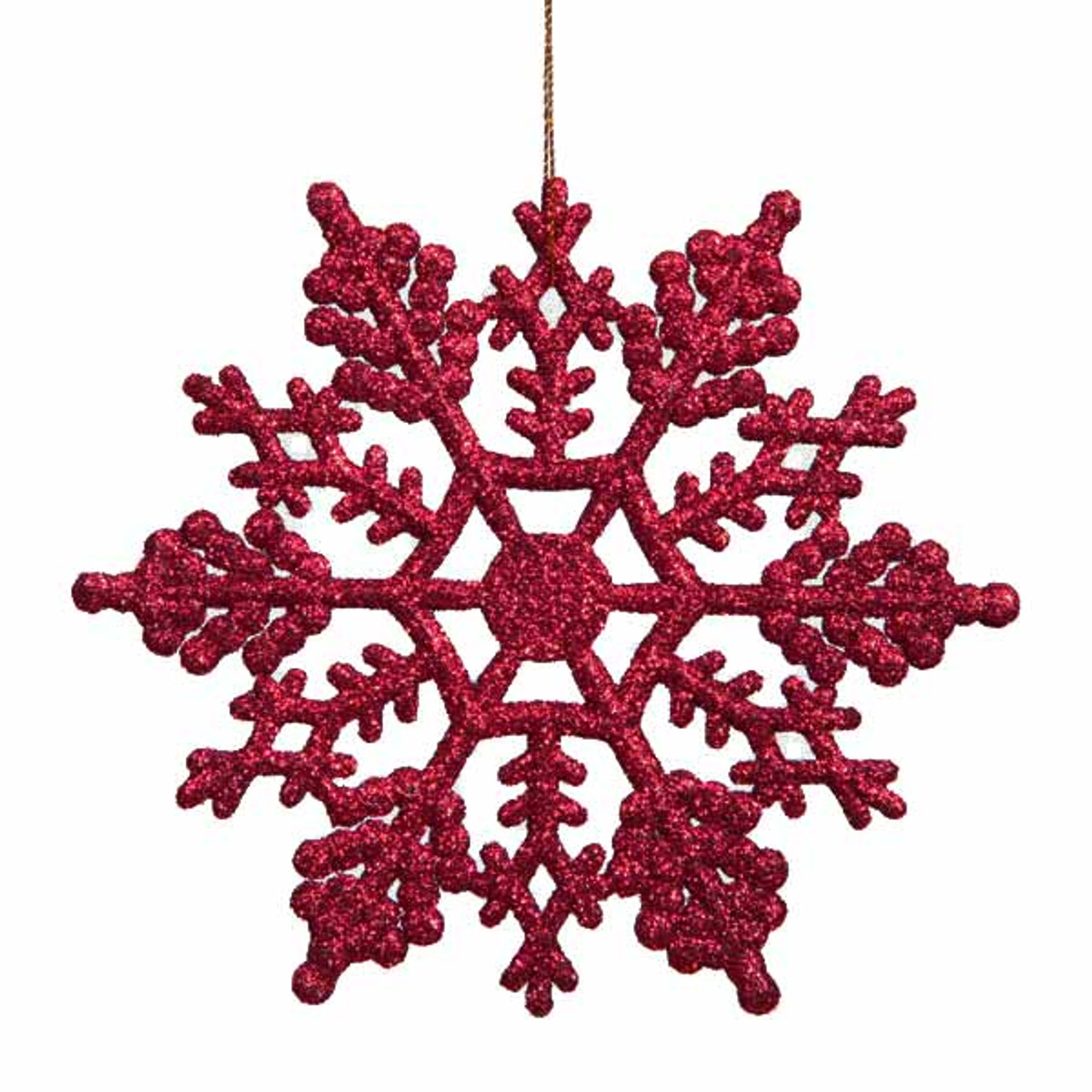 24ct Berry Pink Glitter Snowflake Christmas Ornaments 4" (100mm)