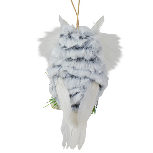 6" White Owl with Pinecones and Berries Christmas Ornament