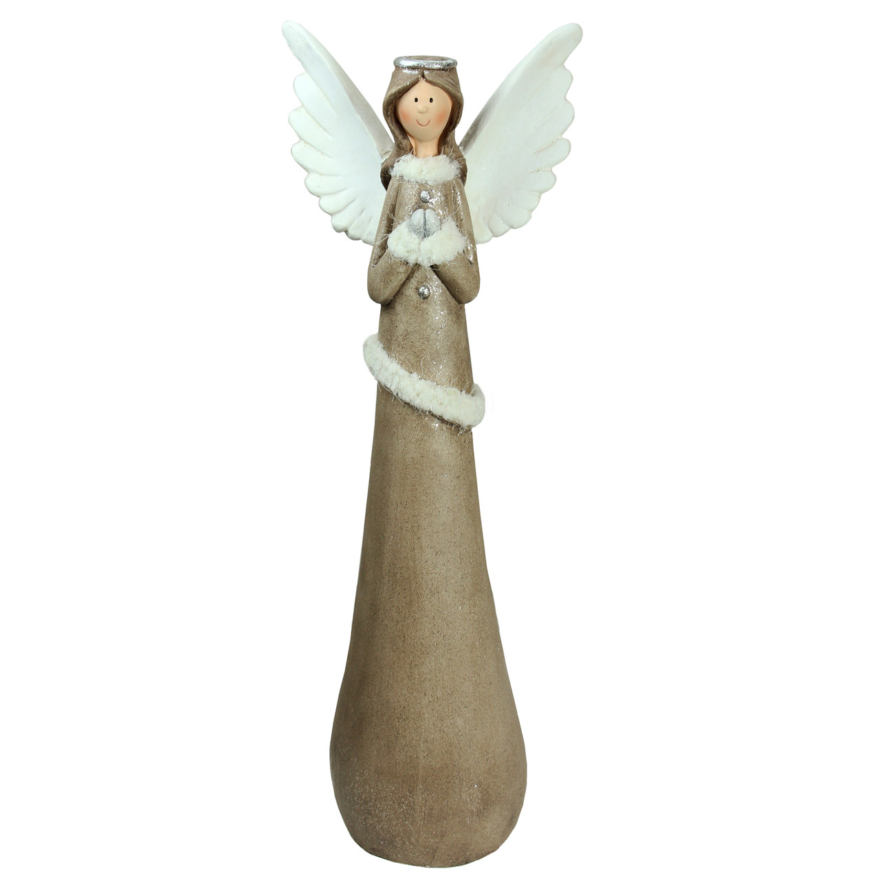 Tall Praying Angel Christmas Figure - 24" - Ivory and Brown