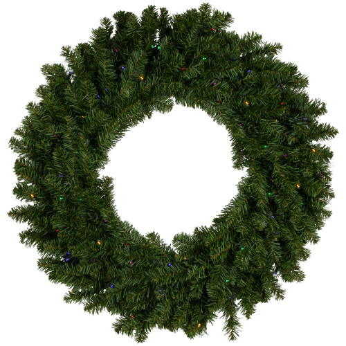 Pre-Lit Battery Operated Canadian Pine Christmas Wreath - 30" - Multi-Color LED Lights