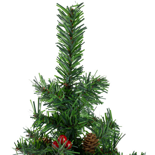Potted Red Berries and Pine Cones Medium Artificial Christmas Tree �C 16" - Unlit