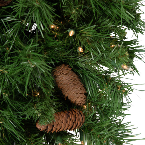 Pre-Lit Dakota Red Pine Artificial Christmas Teardrop Swag - 30" - Clear AlwaysLit Lights