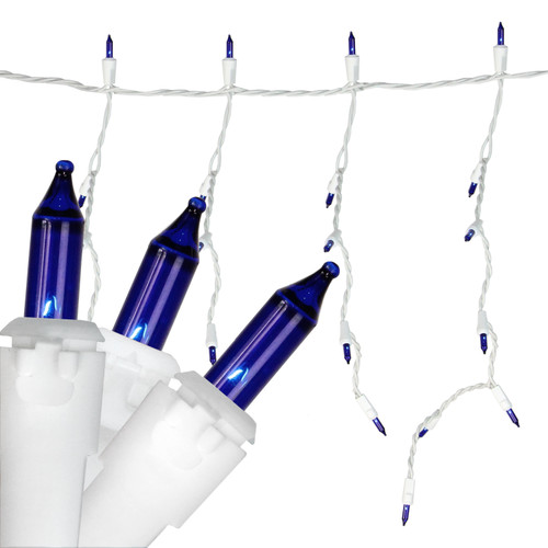 100-Count Blue Mini Icicle Incandescent Christmas Light Set, 5.75ft White Wire