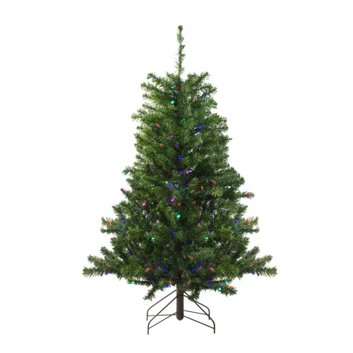 4' Pre-Lit Medium Canadian Pine Artificial Christmas Tree - Multicolor LED Lights