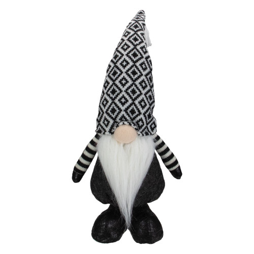 Plush Knit Gnome Christmas Figure - 17" - Black and White