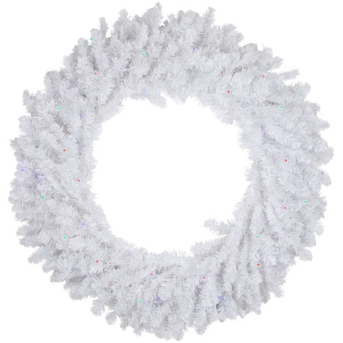 Pre-Lit White Pine Battery Operated Christmas Wreath - 36" - Multicolor LED Lights