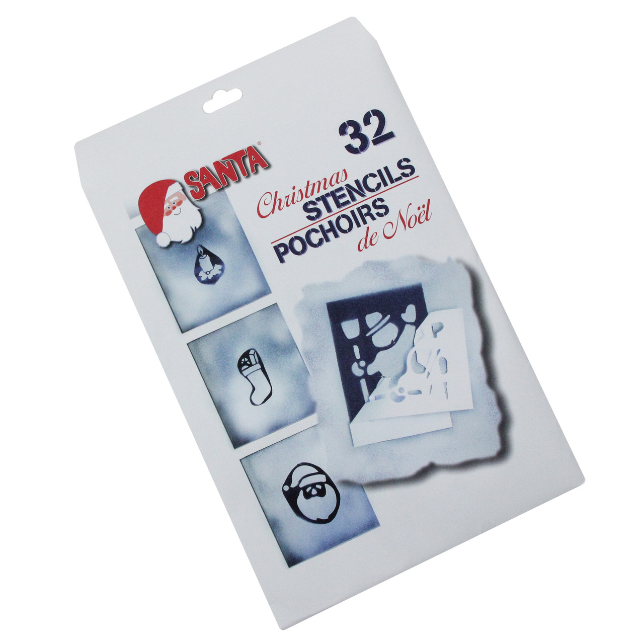 Pack of 32 White Santa Claus Christmas Art Stencils