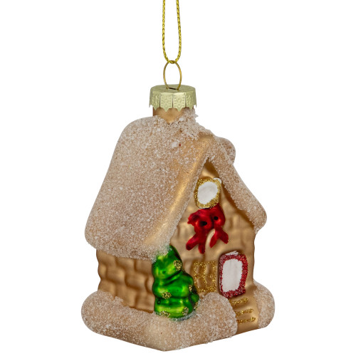 Snowy Country Cabin Glass Christmas Hanging Ornament - 3.25"