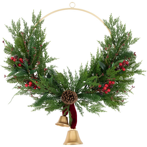 Real Touch?? Cypress and Pine with Berries Artificial Christmas Wreath  - 28" - Unlit