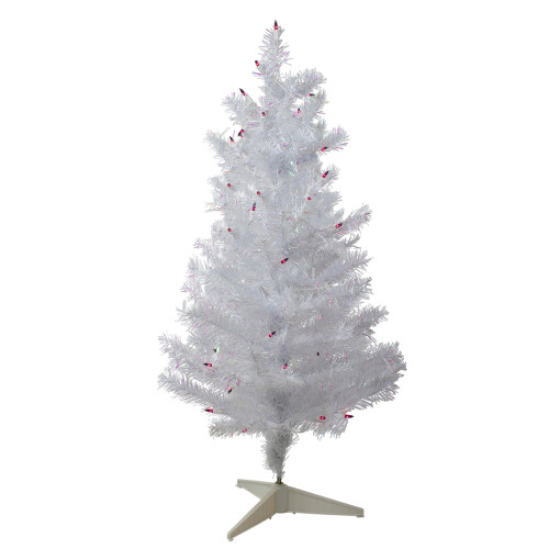 3' Pre-Lit White Medium Iridescent Pine Artificial Christmas Tree - Purple Lights