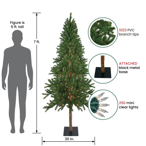 7' Pre-Lit Medium Alpine Artificial Christmas Tree, Clear Lights