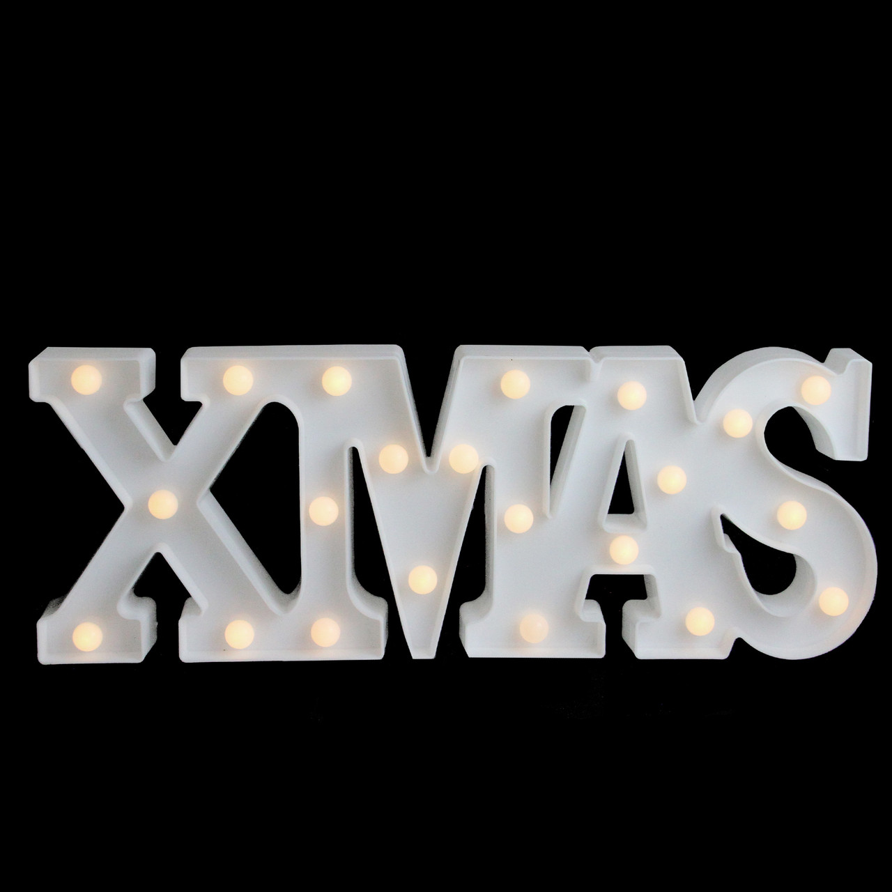 18.5" White Battery Operated LED Lighted XMAS Christmas Marquee Sign