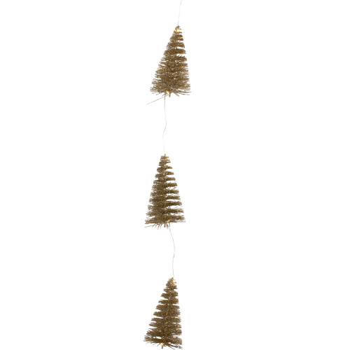 LED Lighted Battery Operated Gold Mini Sisal Tree Christmas Garland - 6.5' - Warm White Lights