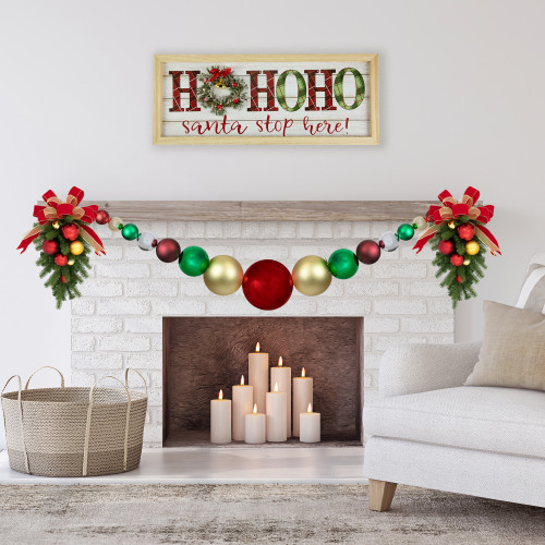 6' Shiny and Matte Traditional Colors Shatterproof Ball Christmas Swag