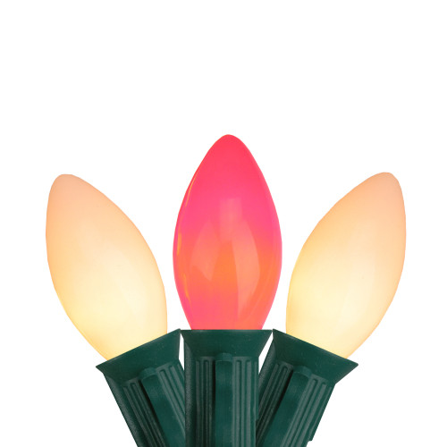 25-Count Opaque Red and White C9 Christmas Lights - 24 ft. Green Wire