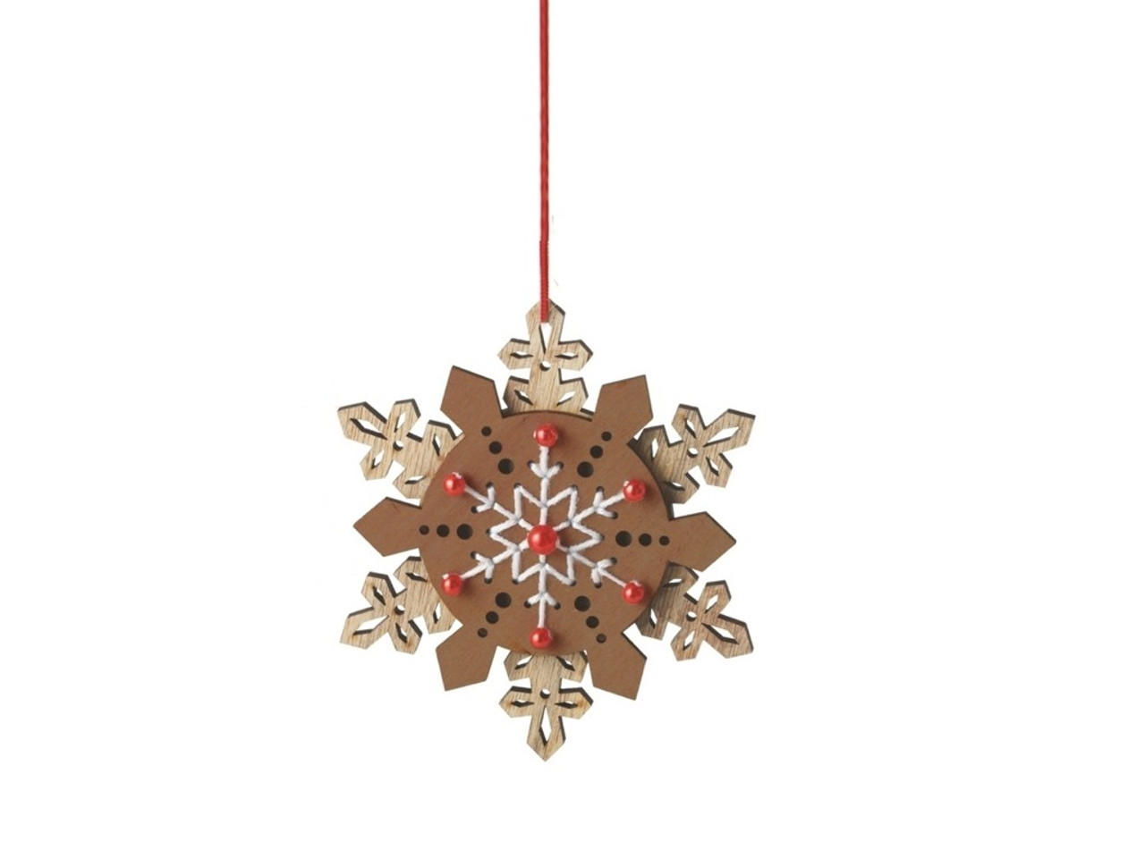 5" Brown and White Country Rustic Style Snowflake Christmas Ornament